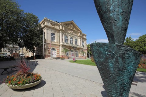 Bronze sculpture, abstract art, theatre, Baden-Baden, Northern Black Forest, Black Forest,