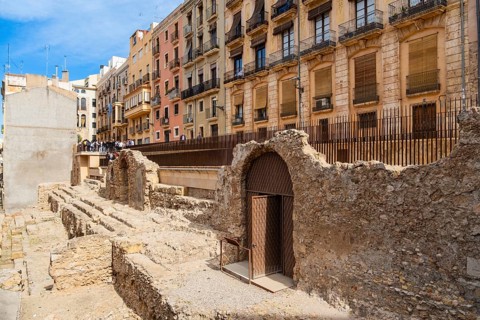 Remains of the circ romà in the historic centre of Tarragona, Spain