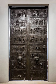 Bernwardstür, bronze door commissioned by Bishop Bernward of Hildesheim, Mariendom, Hildesheim,