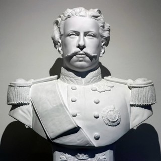 19th century plaster bust of French general Pierre-André-Hercule Berlier with uniform and