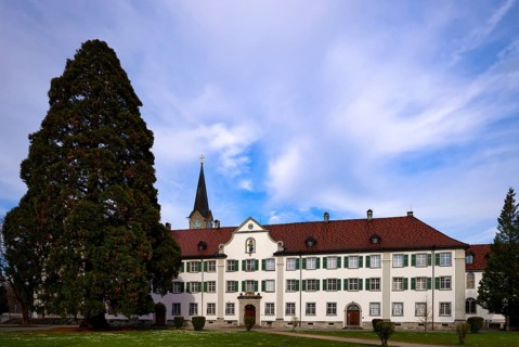 Mehrerau Abbey, Wettingen Cistercian Abbey, behind the monastery church, Bregenz, Vorarlberg, Lake