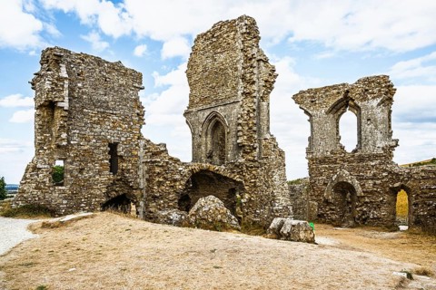 Ruins of Corfe Castle, Wareham, Dorset, England, United Kingdom