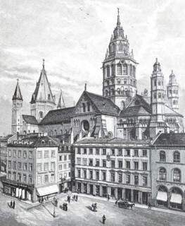 The High Cathedral of St Martin in Mainz, Mainz Cathedral in 1890, Rhineland-Palatinate, Germany,