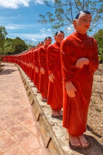ANURADHAPURA, SRI LANKA, SEPTEMBER 26, 2009: 500 statues of Buddhist monks (Arahants) in
