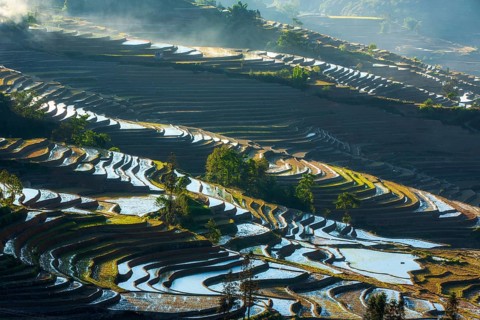 Celestial Stairs — The Yuanyang Rice Terraces in Yunnan, China, carved by the Hani people over 1,