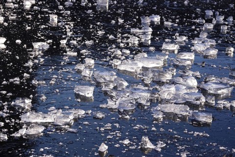 Ice on a lake, winter, Germany