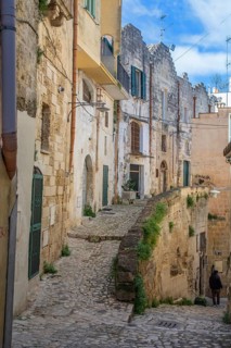 Paths and corridors in the cave town of Matera. The cave settlements, Sassi, are a UNESCO World