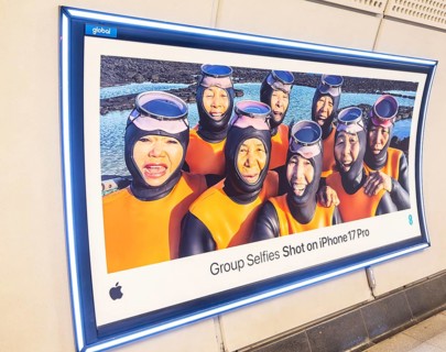 Advertising poster for Group Selfies Shot on iPhone 17 Pro, Transport for London (TfL) underground