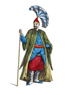 Historical clothing, fashion over time, clothing of the Tchorbadgi or Captain of the Janesaries,