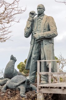 Charles Darwin statue, San Cristobal, Galapagos, Ecuador