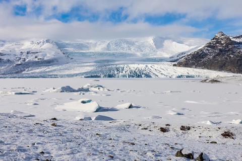 Glacier, glacier ice, glacier lagoon, glacial lake, snow, mountain range, winter, Fjallsárlón,