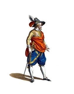 Historical clothing, fashion over the course of time, clothing of a distinguished gentleman from