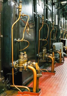 Detailed photos from the engine room of the former freighter Cap San Diego, museum ship in the Port