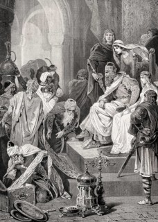 Charlemagne receiving a delegation of Harun al-Rashid, an Abbasid Caliph