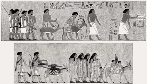 Semitic people from Syria-Canaan invading Egypt, tomb wall at Beni Hassan, 1700 B.C