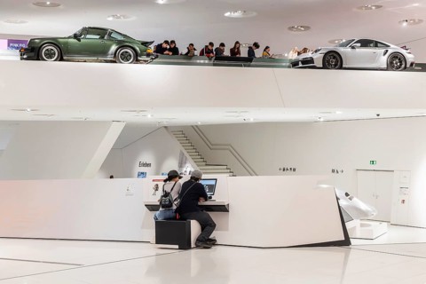 Porsche Museum Stuttgart-Zuffenhausen. The automotive museum of Dr. Ing. h.c. F. Porsche AG shows