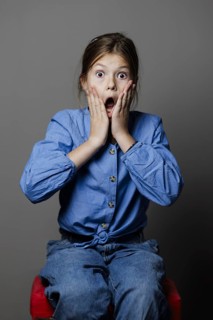 Girl, 8 years old, shows her emotions, Bonn, 04.10.2023