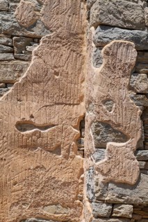 Yellow sandstone wall, sandstone wall, Cyclades, Greece