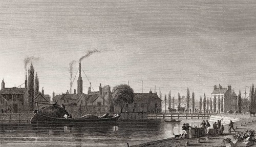 The Canal de l'Ourcq, Paris, antique steel engraved print, 1831