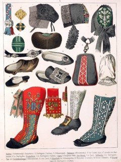 Traditional costumes in Germany around 1820, Shoes, boots and caps, Traditional shoes, boots and