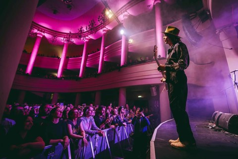 Singer Justin Hawkins from The Darkness live on Dreams On Toast Tour at Metropol Berlin on 10