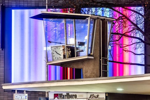 Historic traffic pulpit, Joachimsthaler Platz, Kurfürstendamm, Charlottenburg, Berlin, Germany