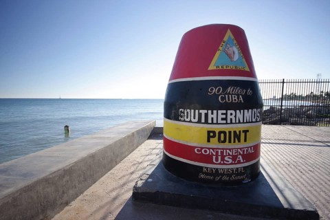 Southernmost Point, southernmost geographical point, inscription, Key West, Florida, USA