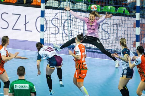 LUBIN, POLAND - FEBRUARY 8, 2026: Handball EHF European League women match KGHM MKS Zaglebie Lubin