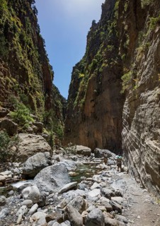 Hiking trail through the Samaria Gorge, south coast, Crete, Greece