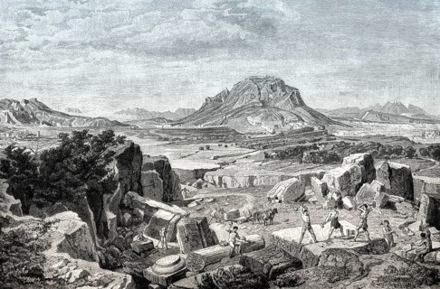 Nea Korinthos or New Corinth in 1858 after an earthquake, Corinthia, Peloponnese, Greece