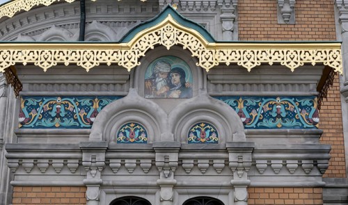 Detail on the façade, Russian Chapel, Mathildenhöhe Darmstadt, UNESCO World Heritage Site, Germany