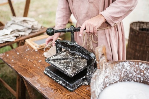 Antient method to make paper in Lubiaz, Poland