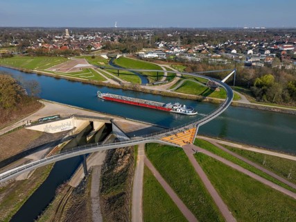 Castrop-Rauxel, North Rhine-Westphalia, Ruhr region, Germany - Sprung bridge over the Emscher, here