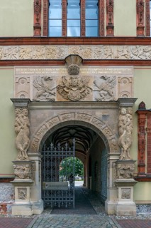 Entrance portal of the former Fürstenhof, summer residence of the Dukes of Mecklenburg, 16th