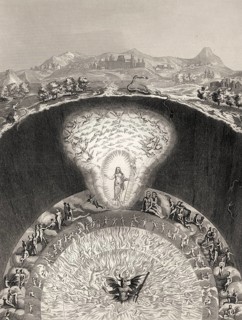 Christ descends into limbo, Steel engraving 1853, digitally restored