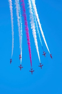 Red Arrows, Royal Air Force Aerobatic Team, Airshow 2024, Teignmouth, Devon, England, United