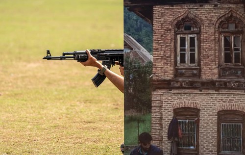 Personnel of the Central Reserve Police Force simulate an urban counter-terror operation, as they
