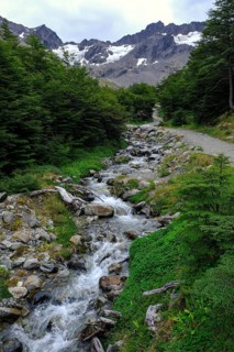 Ushuaia, Tierra del Fuego, Argentina, hiking trail to the Martial glacier on Cerro Martial,