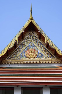 Bangkok, Thailand. February 20th 2025. Detail of ornate architecture of the entrance to the Wat