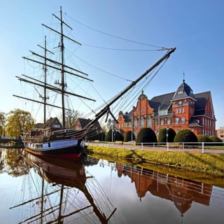 Brigg Friederike von Papenburg on the main canal in front of the town hall, Papenburg, Germany's