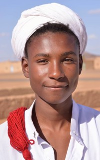 Gnaoua musician with a turban, Merzouga, Meknès-Tafilalet region, Morocco