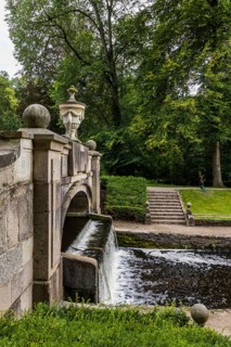Stone bridge in Ludwigslust Castle Park, Ludwigslust, Mecklenburg-Western Pomerania, Germany