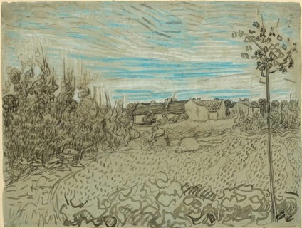 Cottages with a Woman Working in the Middle Ground (1890), Houses with a Woman Working in the