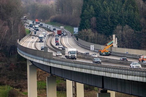 The Wiehl Valley Bridge, A4 motorway, the motorway bridge is considered extremely dilapidated,