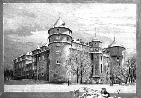 The old castle in Stuttgart, 1890, Baden-Württemberg, Germany, illustration, reproduction from a