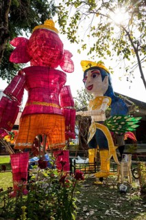 Building giant figures for a parade, Siem Reap, Cambodia, Southeast Asia