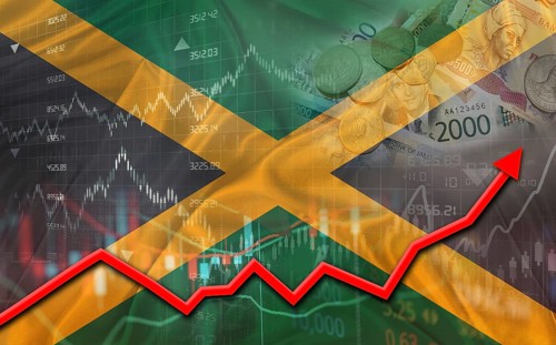 Jamaican economic growth on financial graph. Jamaica financial growth on market graph