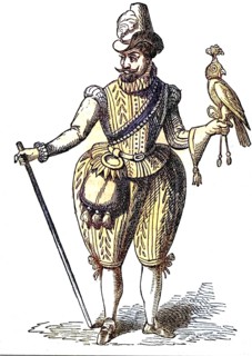 James I of England, VI of Scotland (1566-1625), in falconry traditional costume, holding a bird