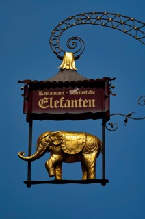 Nose sign Restaurant wine tavern Elefanten, golden elephant, Constance, Baden-Württemberg, Germany