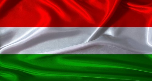 National flag of Hungary with cloth texture. Hungary flag with realistic texture background